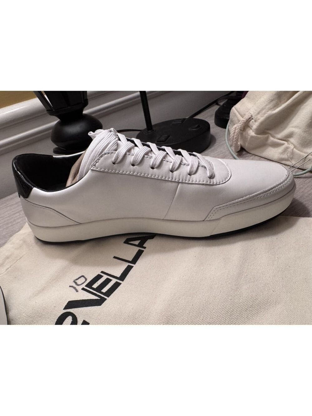 Novella Low Top Luxury Sneakers in Dust Bag New White/ Black 10 - Picture 3 of 14